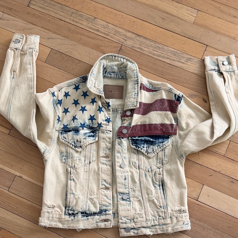 Blank NYC Denim Jacket with Stars and Stripes